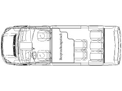 ELW1 Modell KlettgauVolkswagen Crafter 3640mm Radstand / Mercedes Benz Sprinter 3665mm Radstand, 2 Einzeldrehsitze in Front, 106cm Besprechungs- und Funktisch, 2er Sitzbank, 3er Sitzbank, 50cm Geräteraum (16)